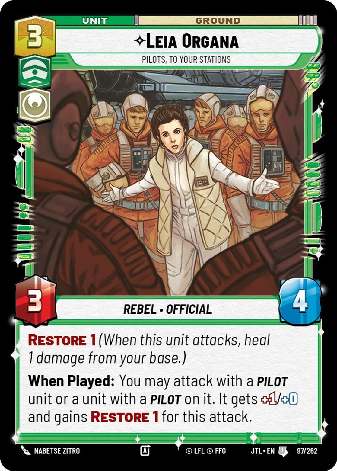 Leia Organa, Pilots, To Your Stations card art