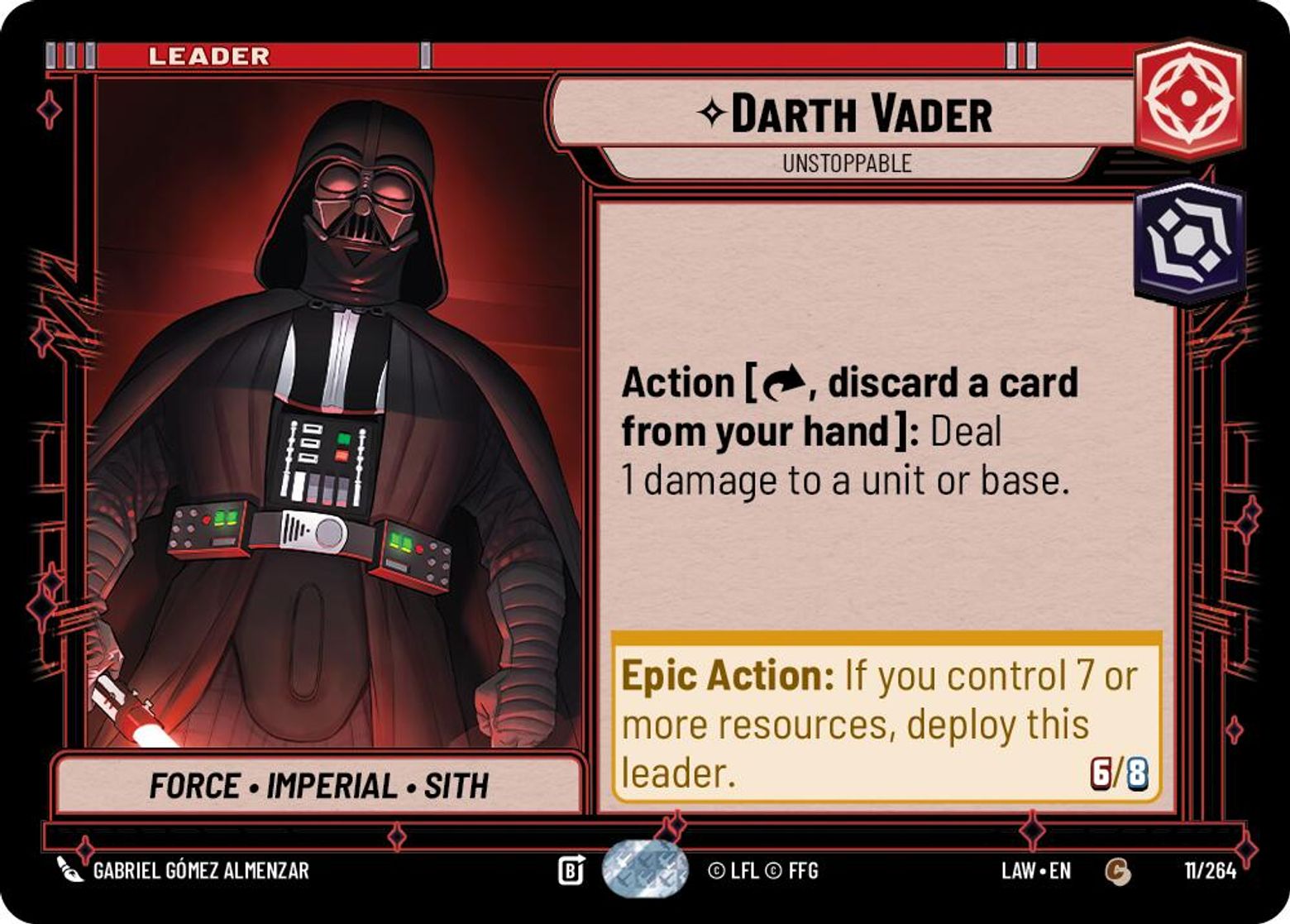 Darth Vader, Unstoppable card art