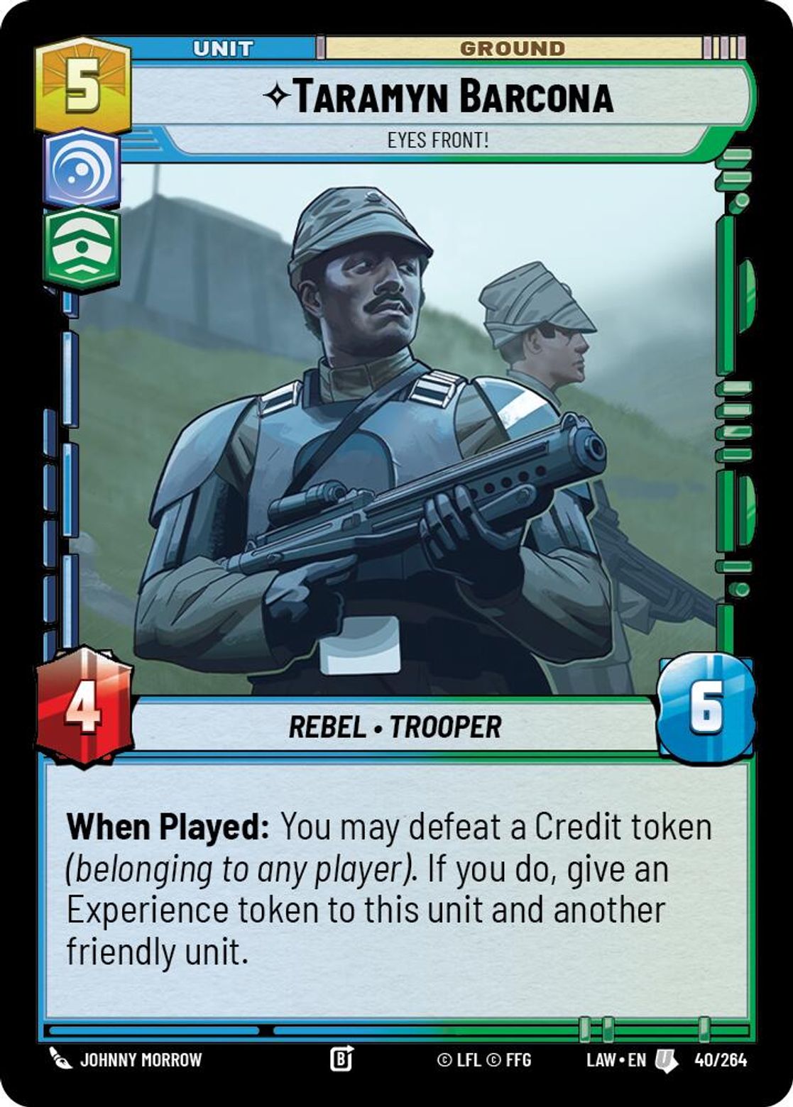 Taramyn Barcona, Eyes Front! card art