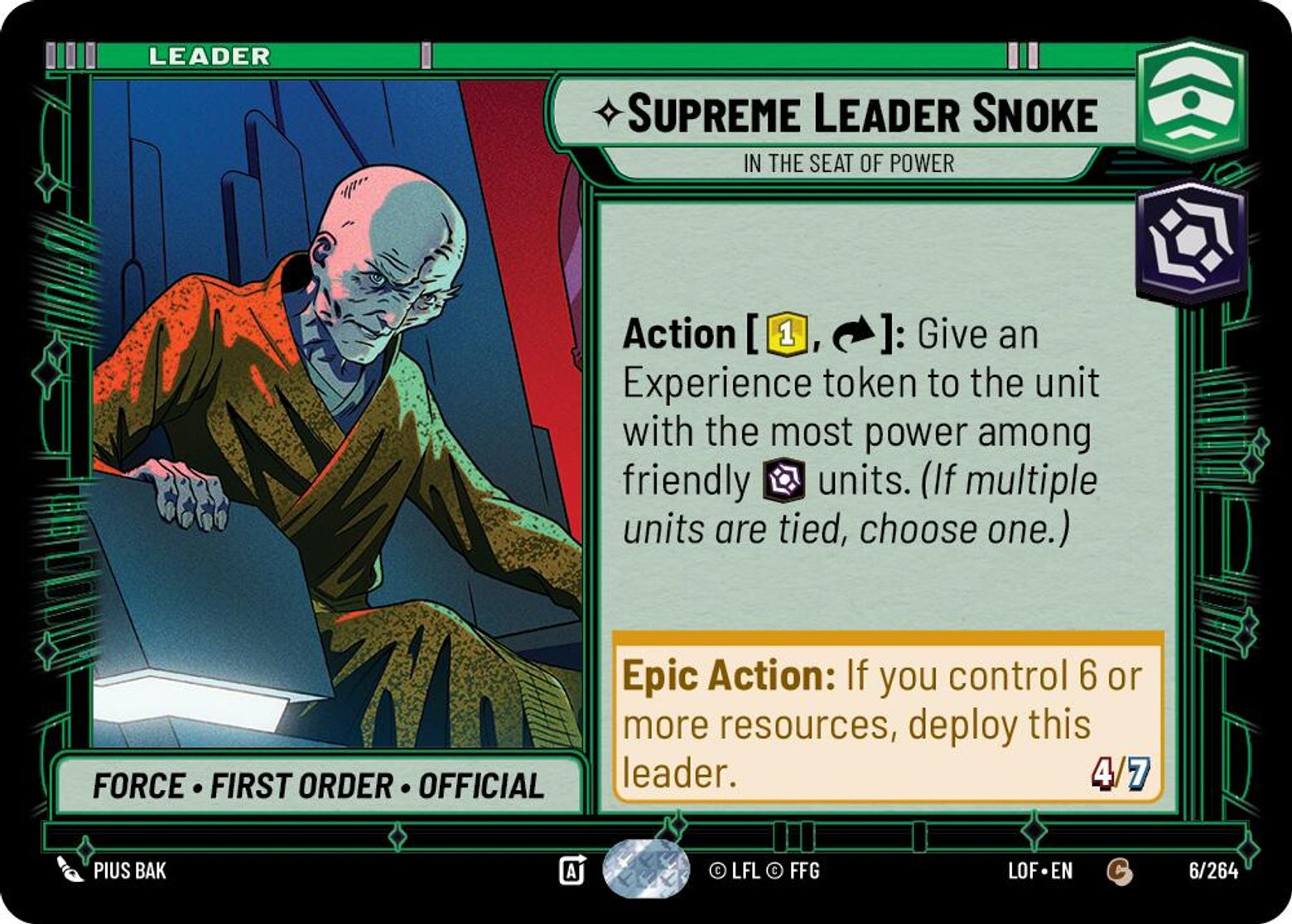 Supreme Leader Snoke, In the Seat of Power card art