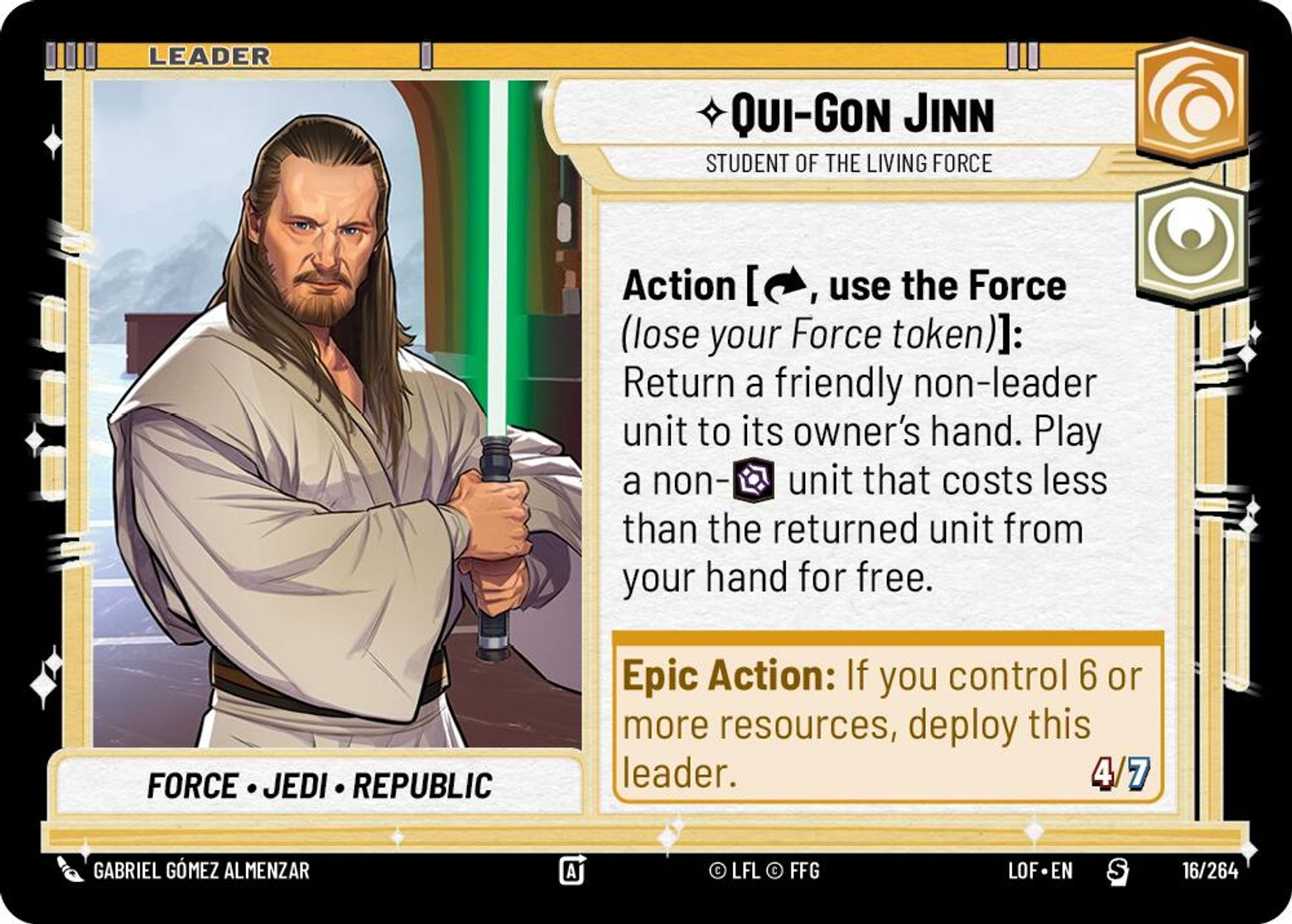 Qui-Gon Jinn, Student of the Living Force card art
