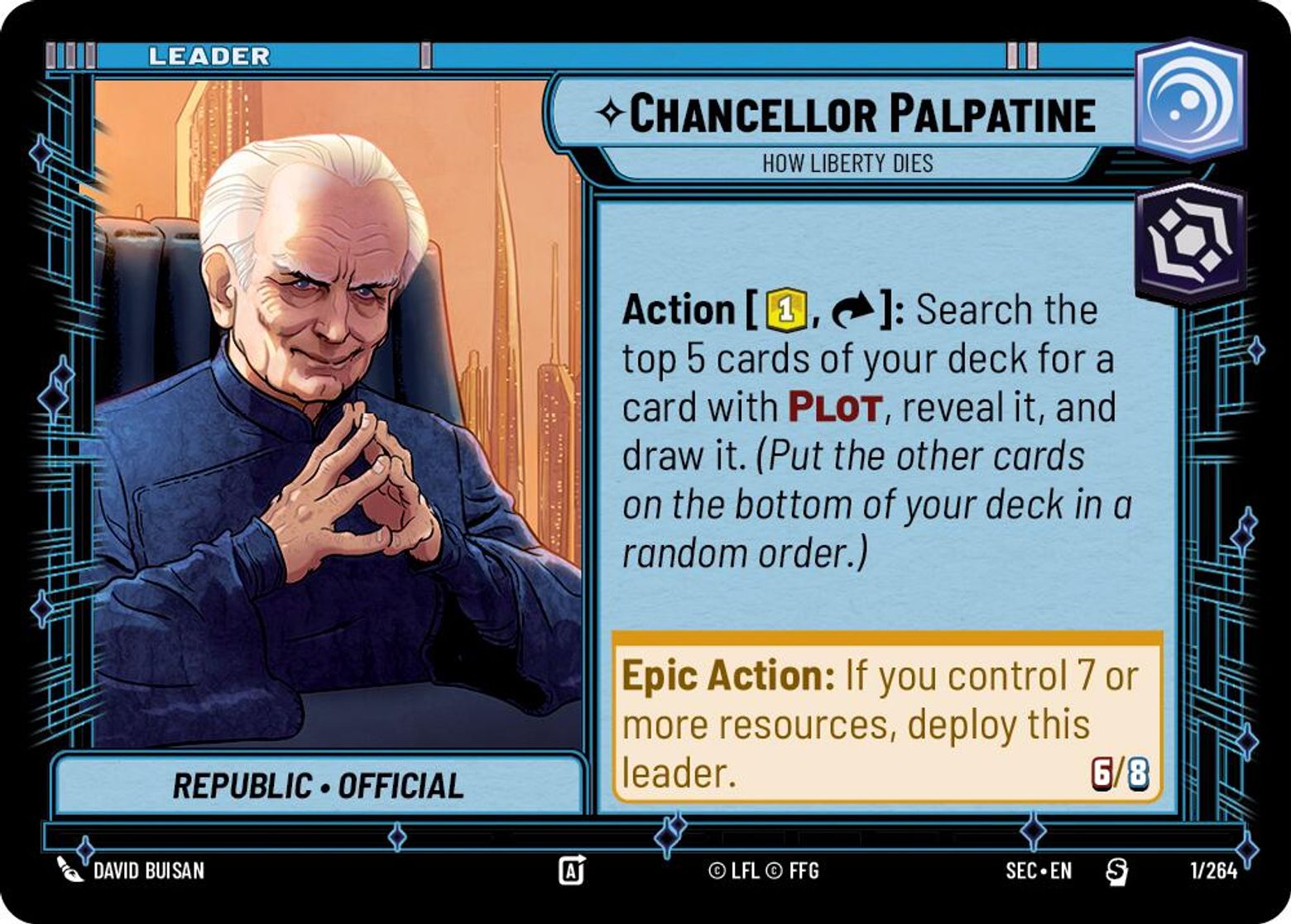 Chancellor Palpatine, How Liberty Dies card art