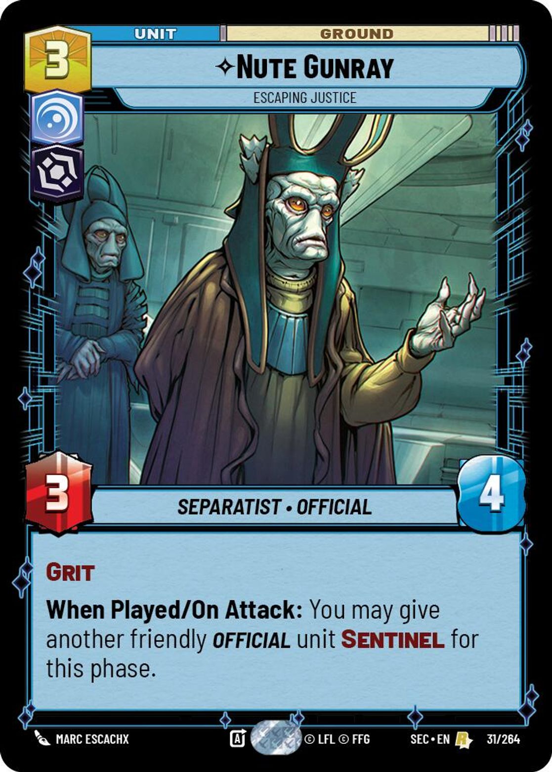 Nute Gunray, Escaping Justice card art