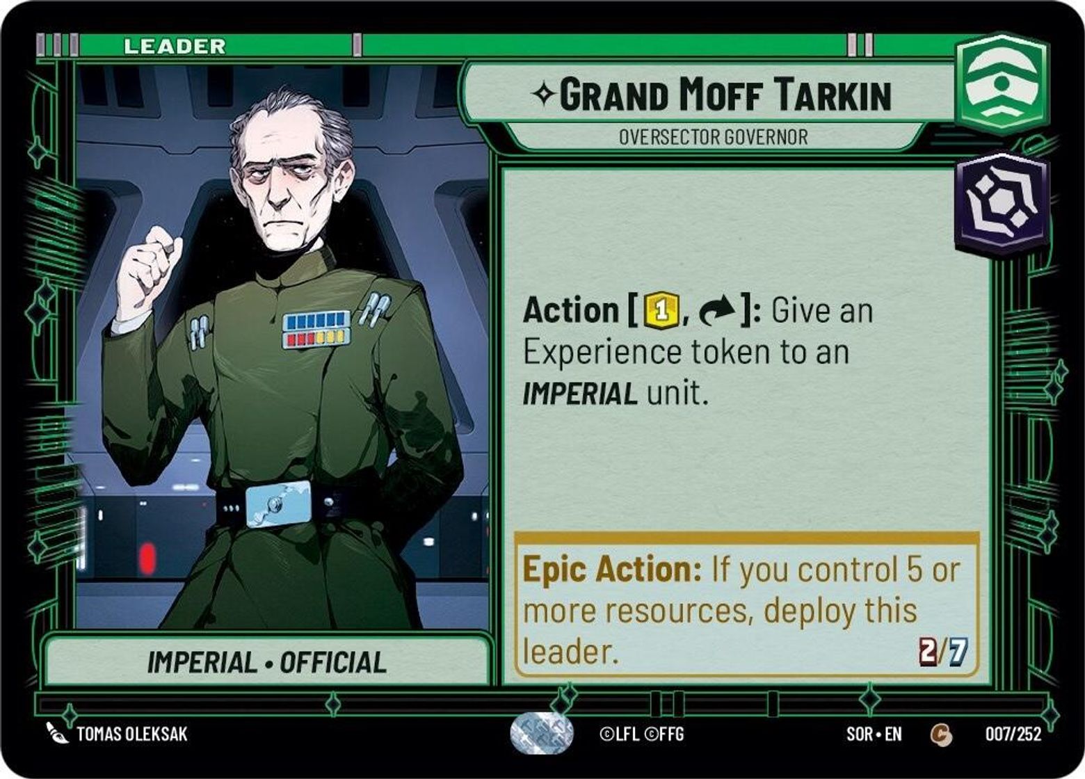 Grand Moff Tarkin, Oversector Governor card art