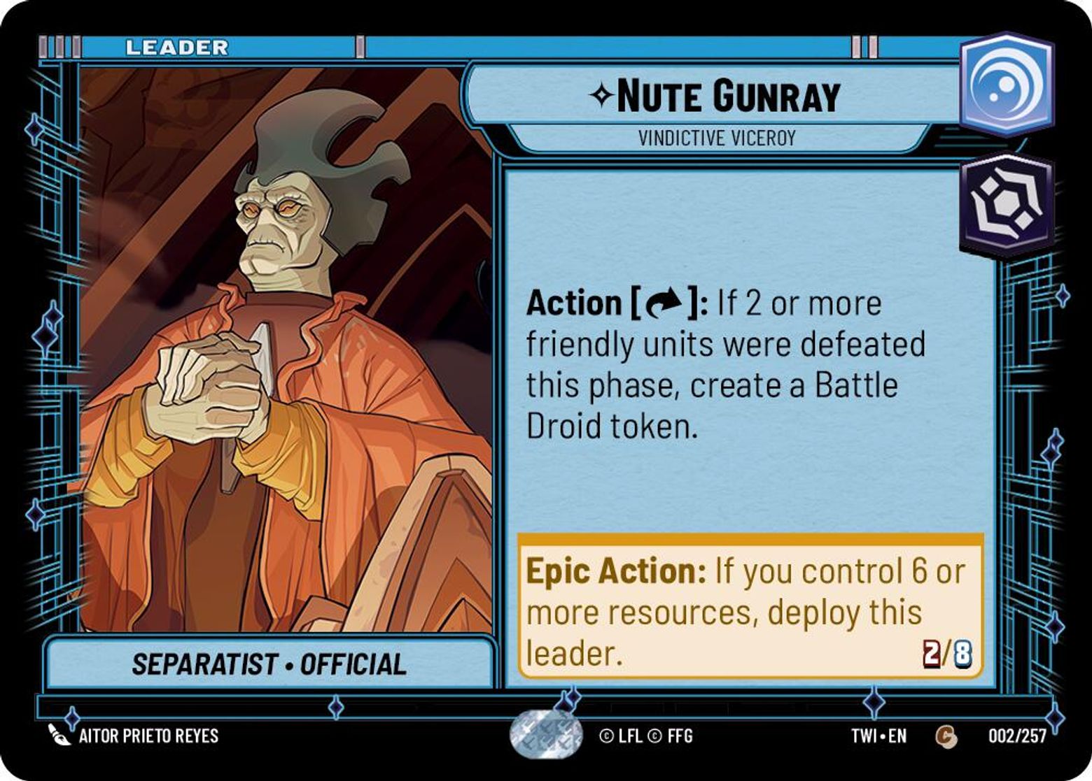 Nute Gunray, Vindictive Viceroy card art