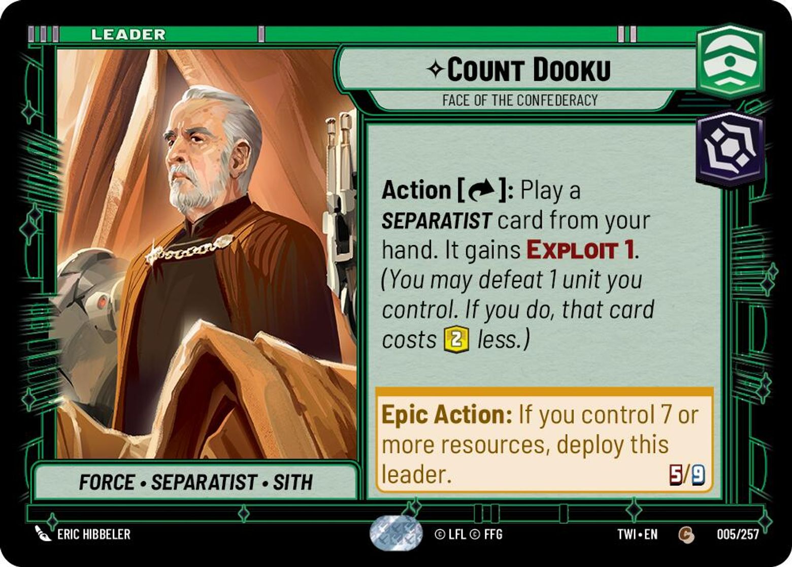 Count Dooku, Face of the Confederacy card art