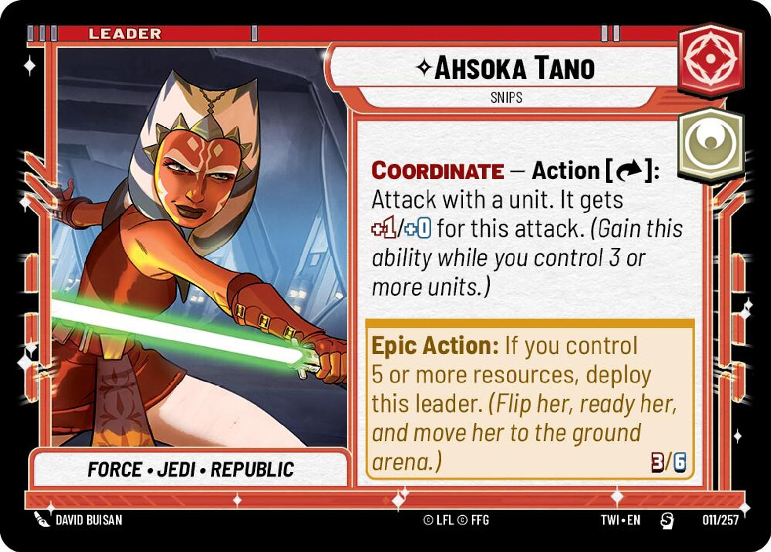 Ahsoka Tano, Snips card art