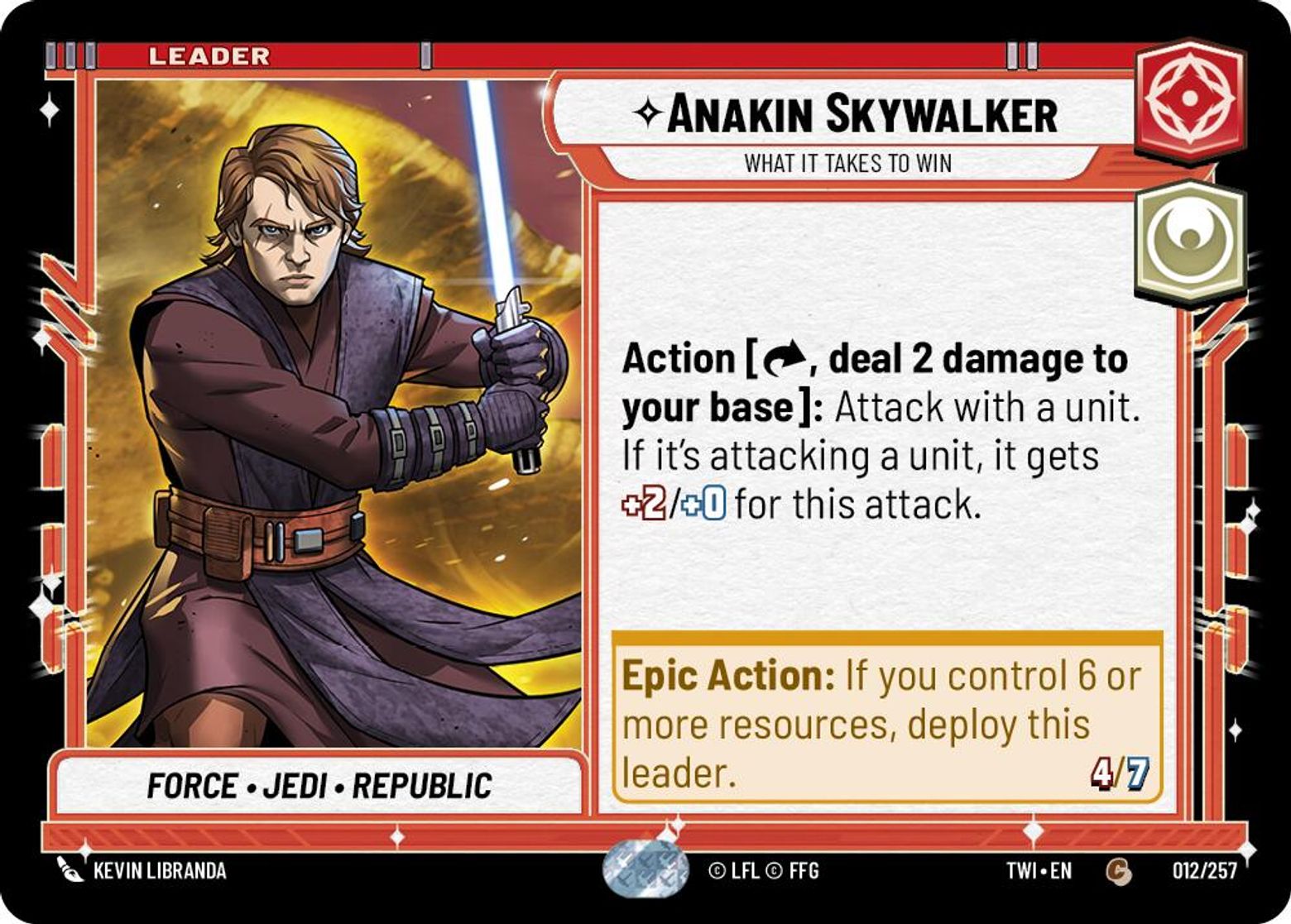 Anakin Skywalker, What it Takes to Win card art