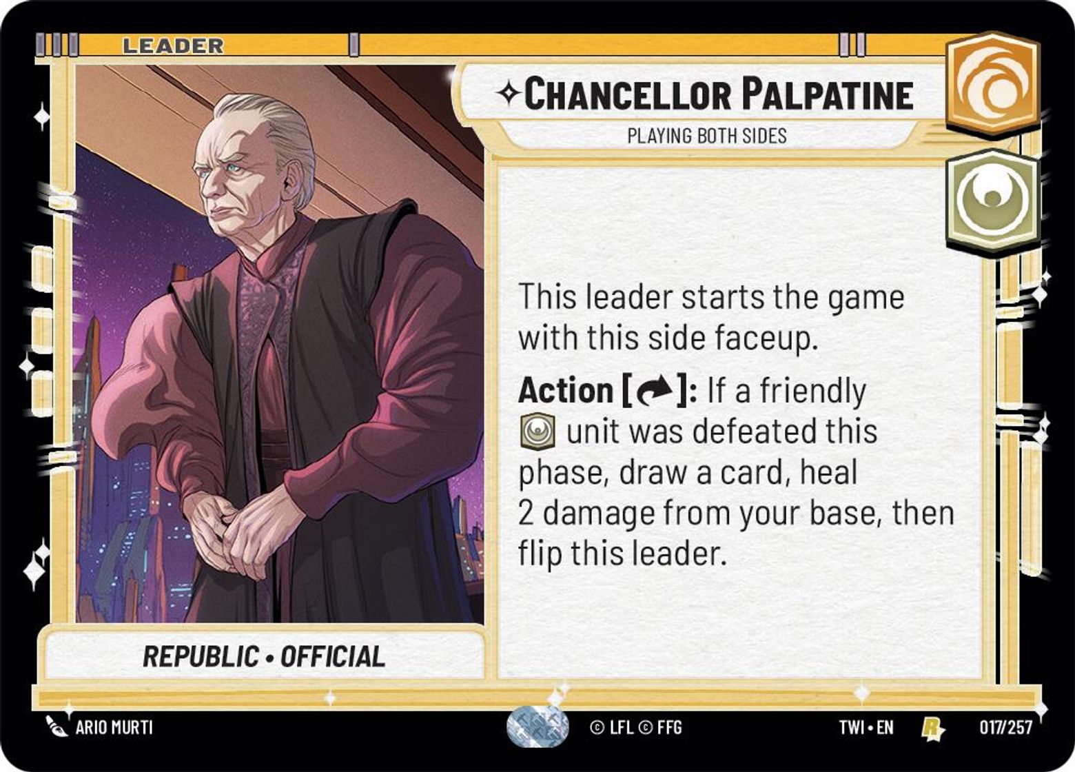 Chancellor Palpatine, Playing Both Sides card art