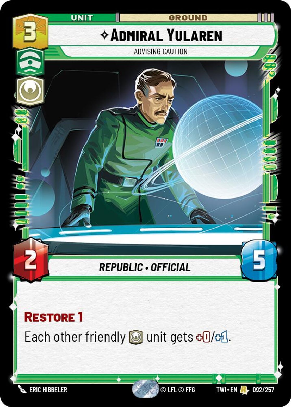 Admiral Yularen, Advising Caution card art