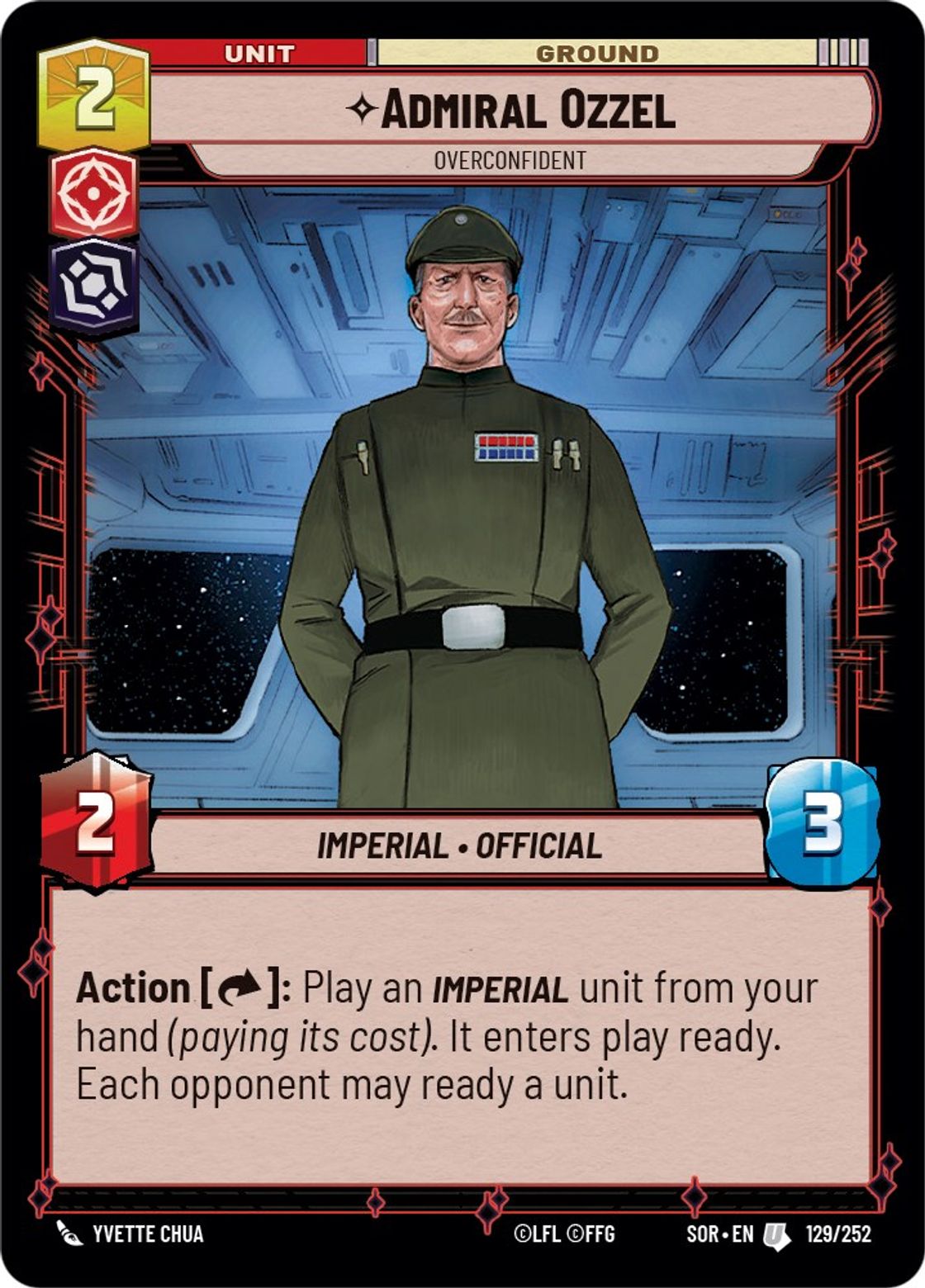 Admiral Ozzel, Overconfident card art