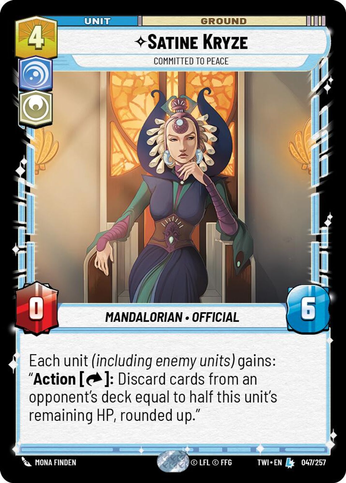 Satine Kryze, Committed to Peace card art