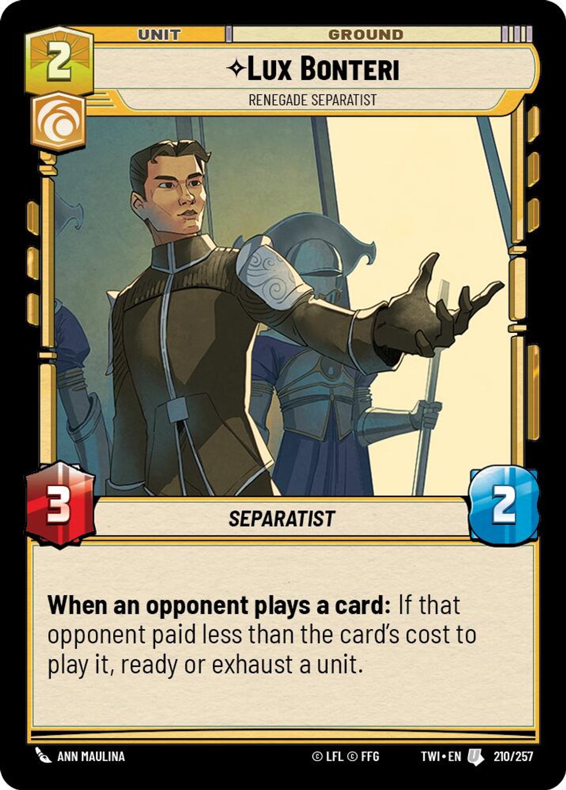 Lux Bonteri, Renegade Separatist card art